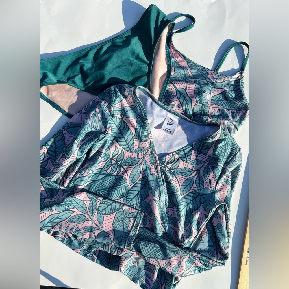 XL 14/16 Girls 3 piece swim set rash guard long sleeve bikini top and bottoms